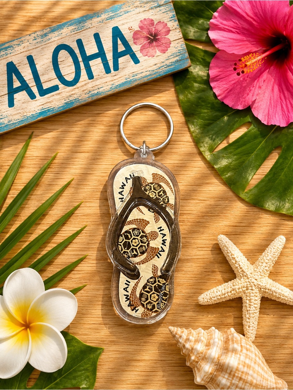 Set of 5 Hawaii Flip Flop Acrylic Keychain Souvenir Key Rings Colorful - Picture 4 of 6